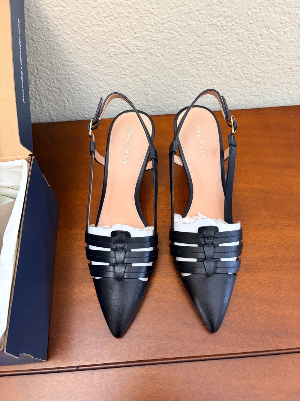 Cole Haan Mylah Black leather Slingback Pumps